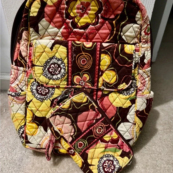 Vera Bradley Multicolor Floral Quilted Backpack Vera Bradley Campus Backpack Quilted Tropical Paradise Pink  main image 4